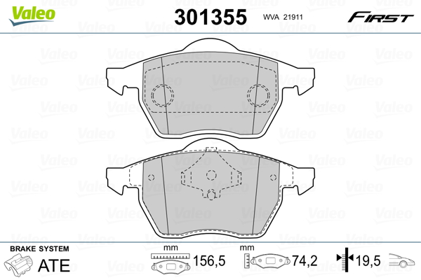 Brake Pad Set, disc brake - 301355 VALEO