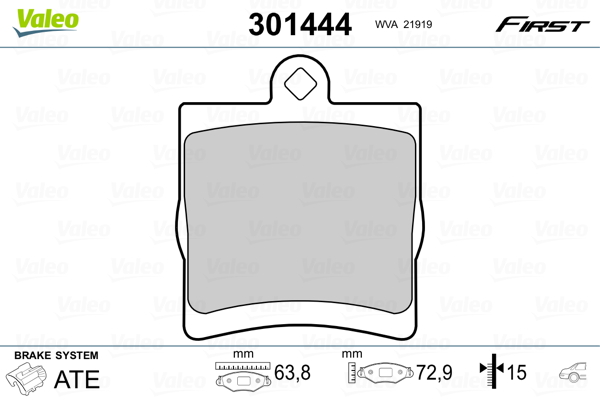 Kit pastiglie freno, Freno a disco - 301444 VALEO