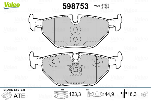 Kit pastiglie freno, Freno a disco - 598753 VALEO