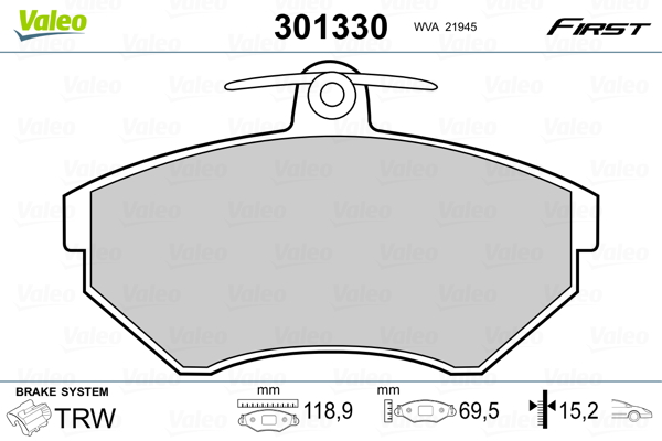Brake Pad Set, disc brake - 301330 VALEO