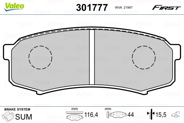 Brake Pad Set, disc brake - 301777 VALEO
