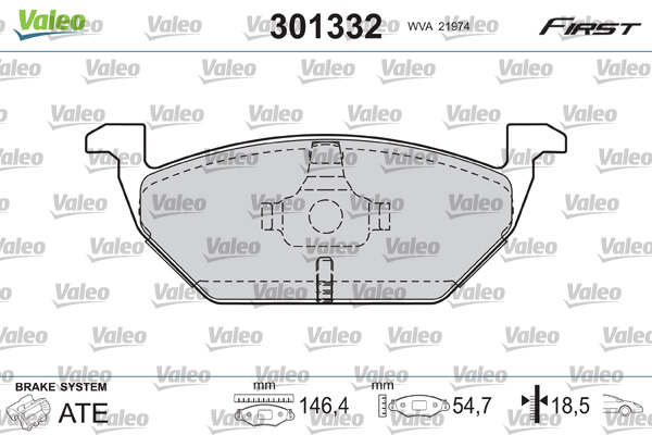 Kit pastiglie freno, Freno a disco - 301332 VALEO