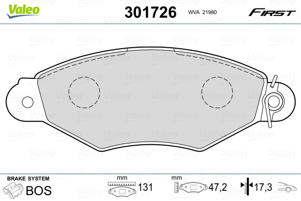 Kit pastiglie freno, Freno a disco - 301726 VALEO
