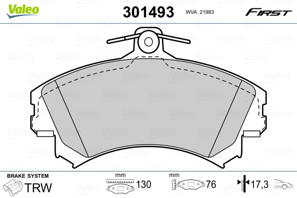 Kit pastiglie freno, Freno a disco - 301493 VALEO
