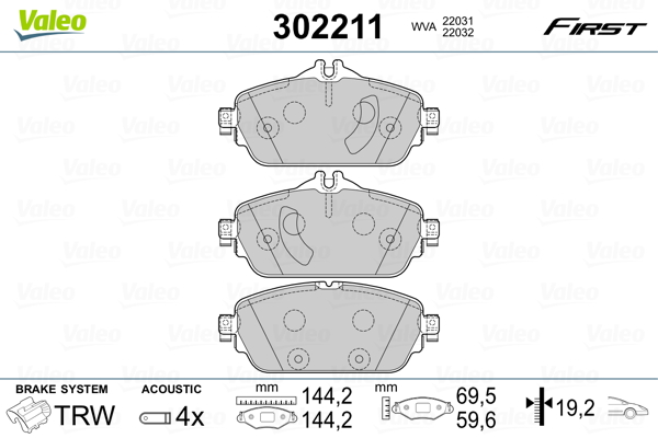 Brake Pad Set, disc brake - 302211 VALEO