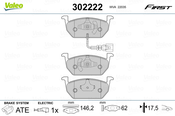 Brake Pad Set, disc brake - 302222 VALEO