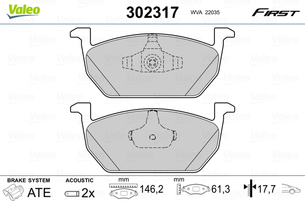 Brake Pad Set, disc brake - 302317 VALEO
