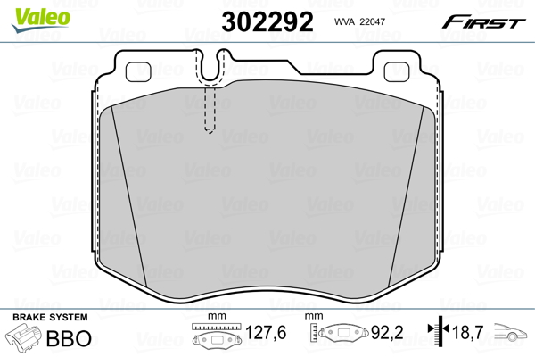 Brake Pad Set, disc brake - 302292 VALEO