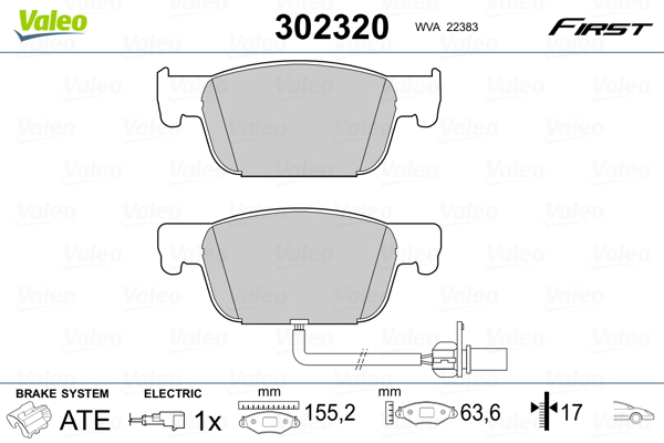 Kit pastiglie freno, Freno a disco - 302320 VALEO