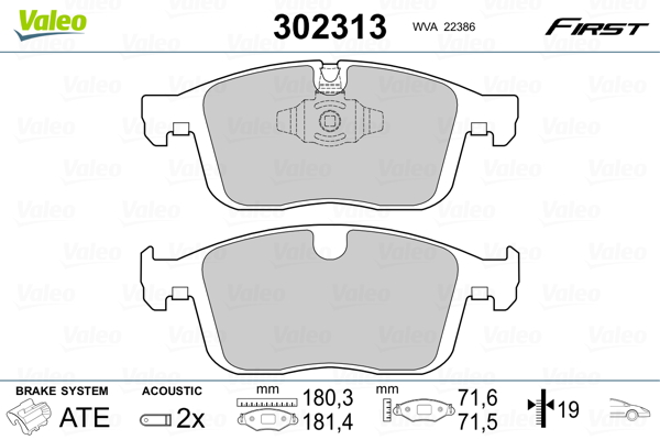 Brake Pad Set, disc brake - 302313 VALEO