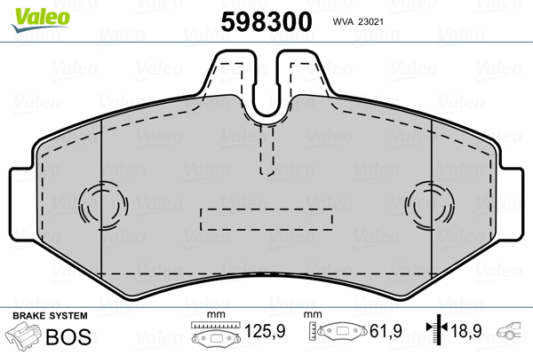 Kit pastiglie freno, Freno a disco - 598300 VALEO