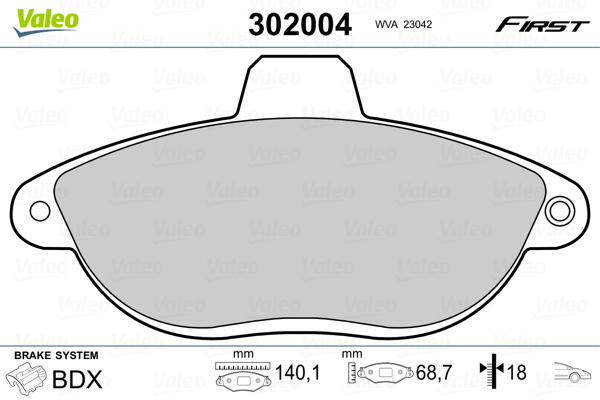 Kit pastiglie freno, Freno a disco - 302004 VALEO