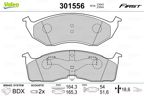Brake Pad Set, disc brake - 301556 VALEO