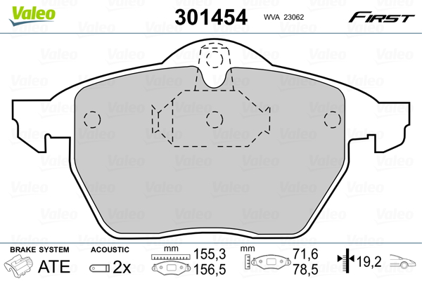 Brake Pad Set, disc brake - 301454 VALEO