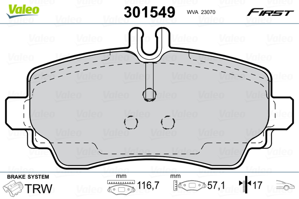 Brake Pad Set, disc brake - 301549 VALEO