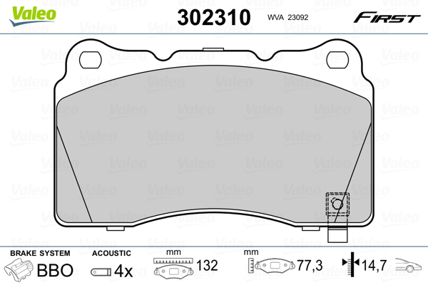 Brake Pad Set, disc brake - 302310 VALEO