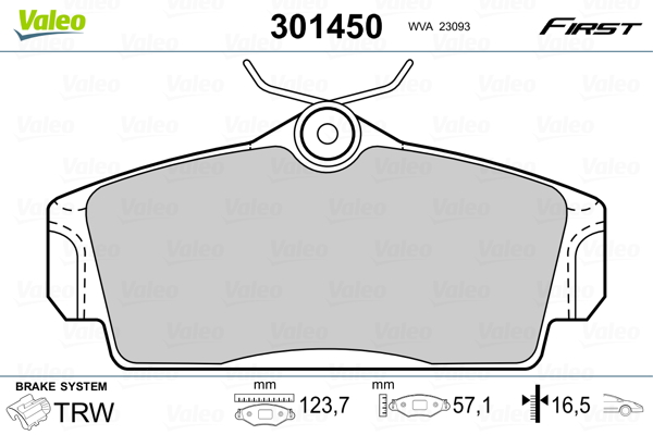 Brake Pad Set, disc brake - 301450 VALEO
