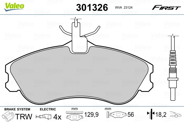 Kit pastiglie freno, Freno a disco - 301326 VALEO