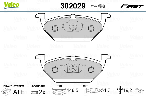 Kit pastiglie freno, Freno a disco - 302029 VALEO