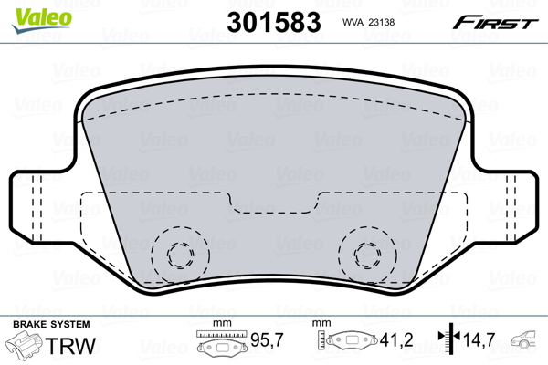 Brake Pad Set, disc brake - 301583 VALEO