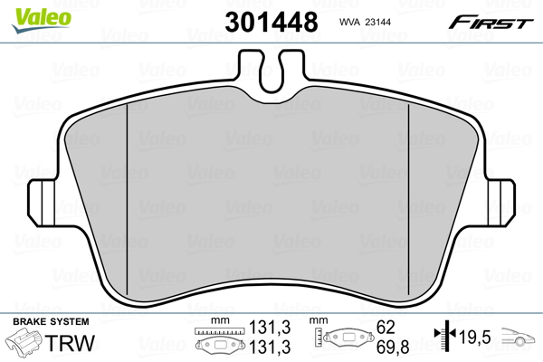 Brake Pad Set, disc brake - 301448 VALEO