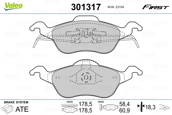 Brake Pad Set, disc brake - 301317 VALEO