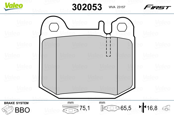 Brake Pad Set, disc brake - 302053 VALEO