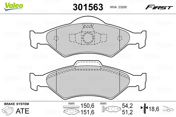 Brake Pad Set, disc brake - 301563 VALEO