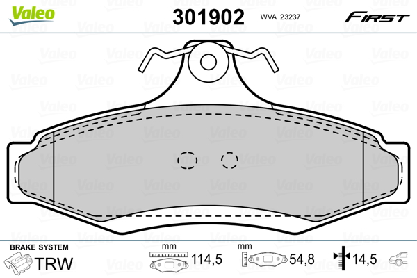 Brake Pad Set, disc brake - 301902 VALEO