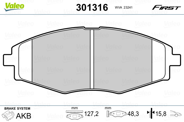 Brake Pad Set, disc brake - 301316 VALEO