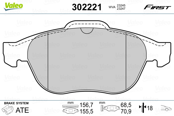 Brake Pad Set, disc brake - 302221 VALEO