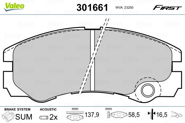 Brake Pad Set, disc brake - 301661 VALEO