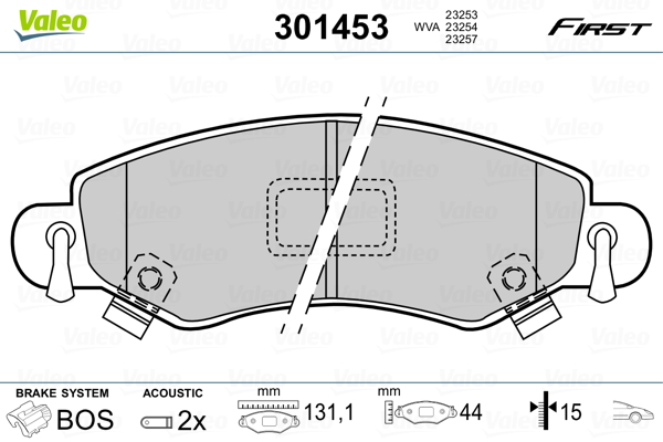 Brake Pad Set, disc brake - 301453 VALEO