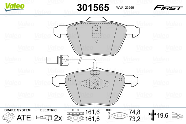 Brake Pad Set, disc brake - 301565 VALEO
