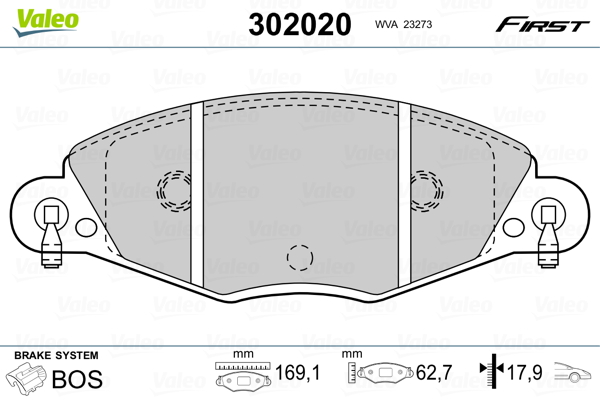 Kit pastiglie freno, Freno a disco - 302020 VALEO