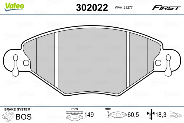 Brake Pad Set, disc brake - 302022 VALEO