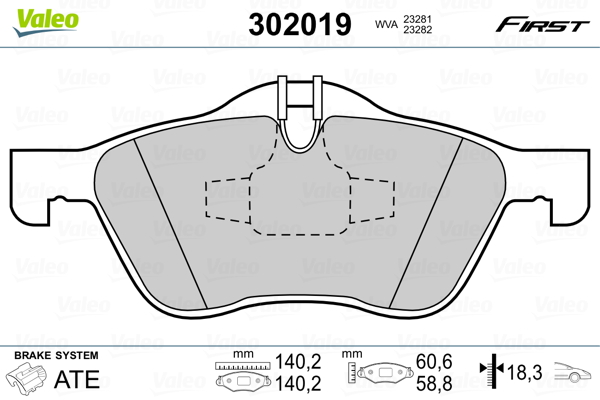 Kit pastiglie freno, Freno a disco - 302019 VALEO