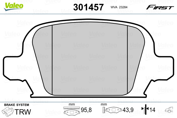 Kit pastiglie freno, Freno a disco - 301457 VALEO