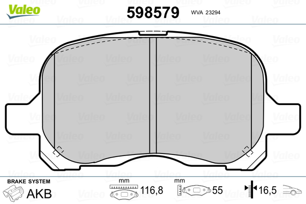 Brake Pad Set, disc brake - 598579 VALEO