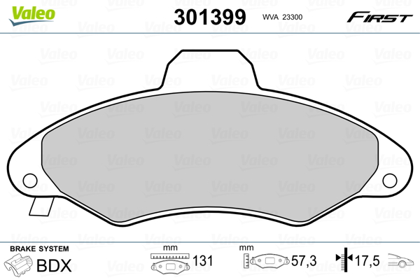 Brake Pad Set, disc brake - 301399 VALEO