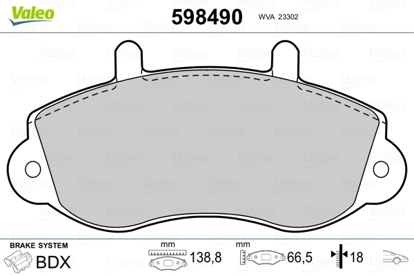 Kit pastiglie freno, Freno a disco - 598490 VALEO