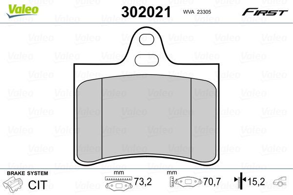 Kit pastiglie freno, Freno a disco - 302021 VALEO