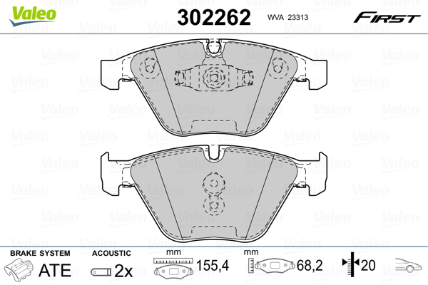 Brake Pad Set, disc brake - 302262 VALEO