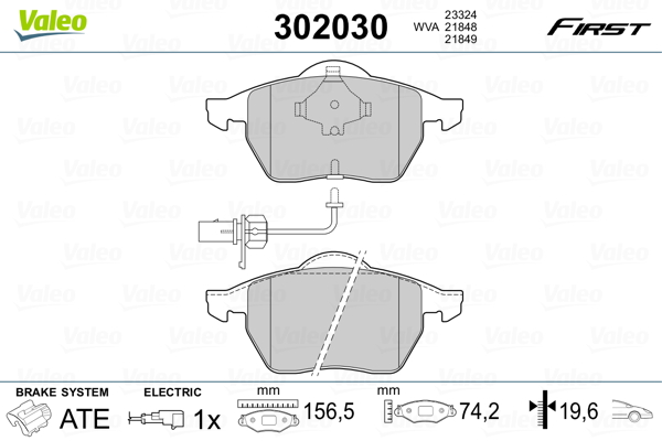 Kit pastiglie freno, Freno a disco - 302030 VALEO