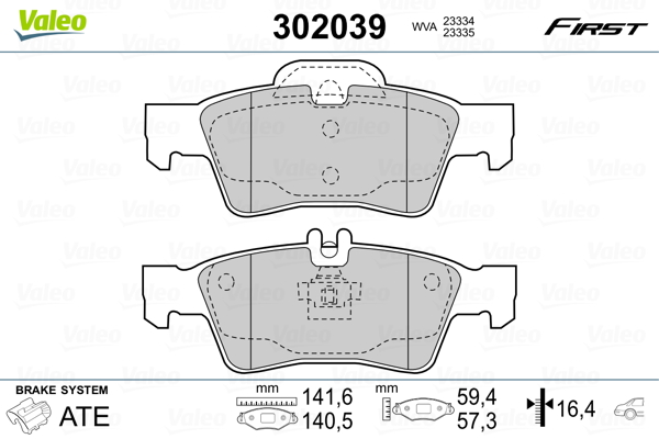 Kit pastiglie freno, Freno a disco - 302039 VALEO