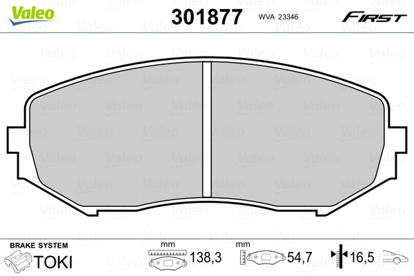 Kit pastiglie freno, Freno a disco - 301877 VALEO