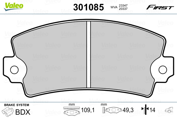 Kit pastiglie freno, Freno a disco - 301085 VALEO