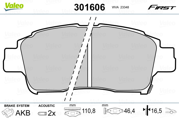 Kit pastiglie freno, Freno a disco - 301606 VALEO