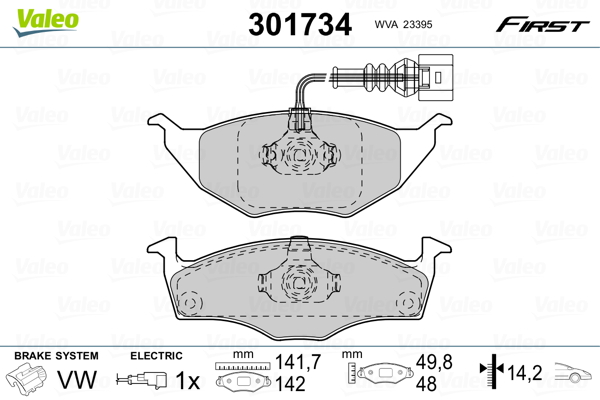 Brake Pad Set, disc brake - 301734 VALEO