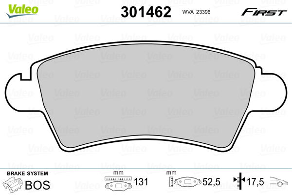 Brake Pad Set, disc brake - 301462 VALEO